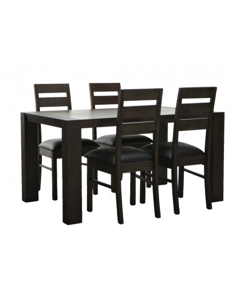 Platform New Dining Table Acacia Solid Timber Hardwood 1.5M Set with 4 Chairs