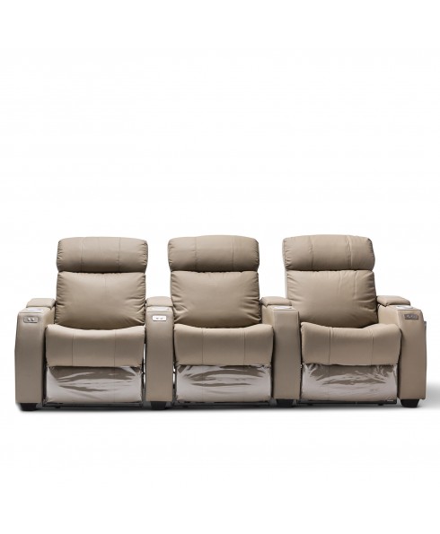 Anna Grey Leather Electric Recliner Home Theatre Lounge Suite - 3 Seater