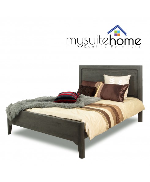 Nash Solid Acacia Timber Queen Size Bed Frame Matte Grey